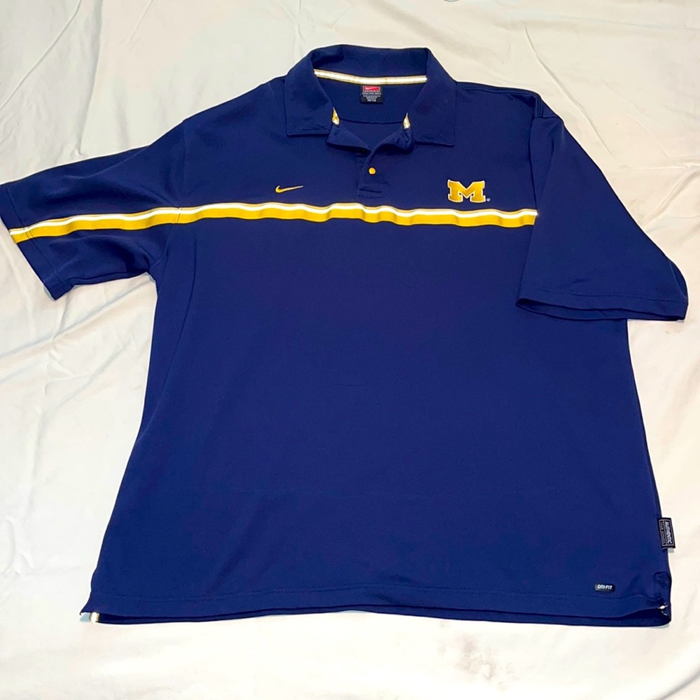 Nike Michigan XXL dri fit polo shirt Blue
